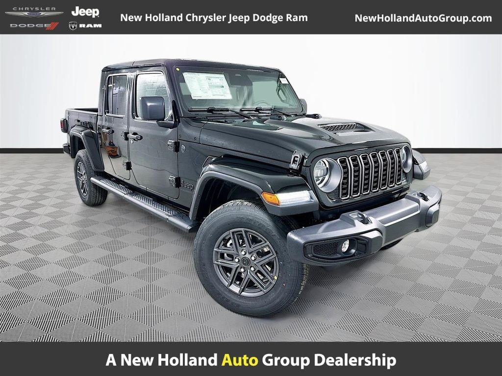 2026 Jeep Gladiator Sport S in Black Clear-Coat Exterior Paint — front three-quarter view
