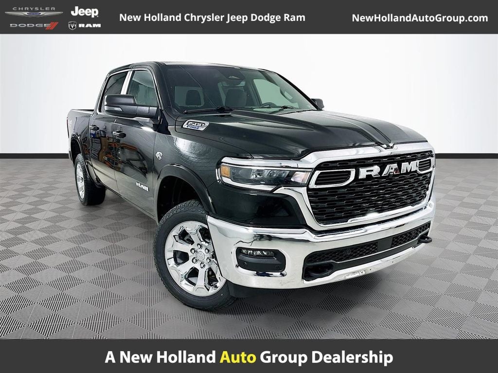 2026 RAM 1500 Big Horn/Lone Star in Diamond Black Crystal Pearl-Coat Exterior Paint — front three-quarter view