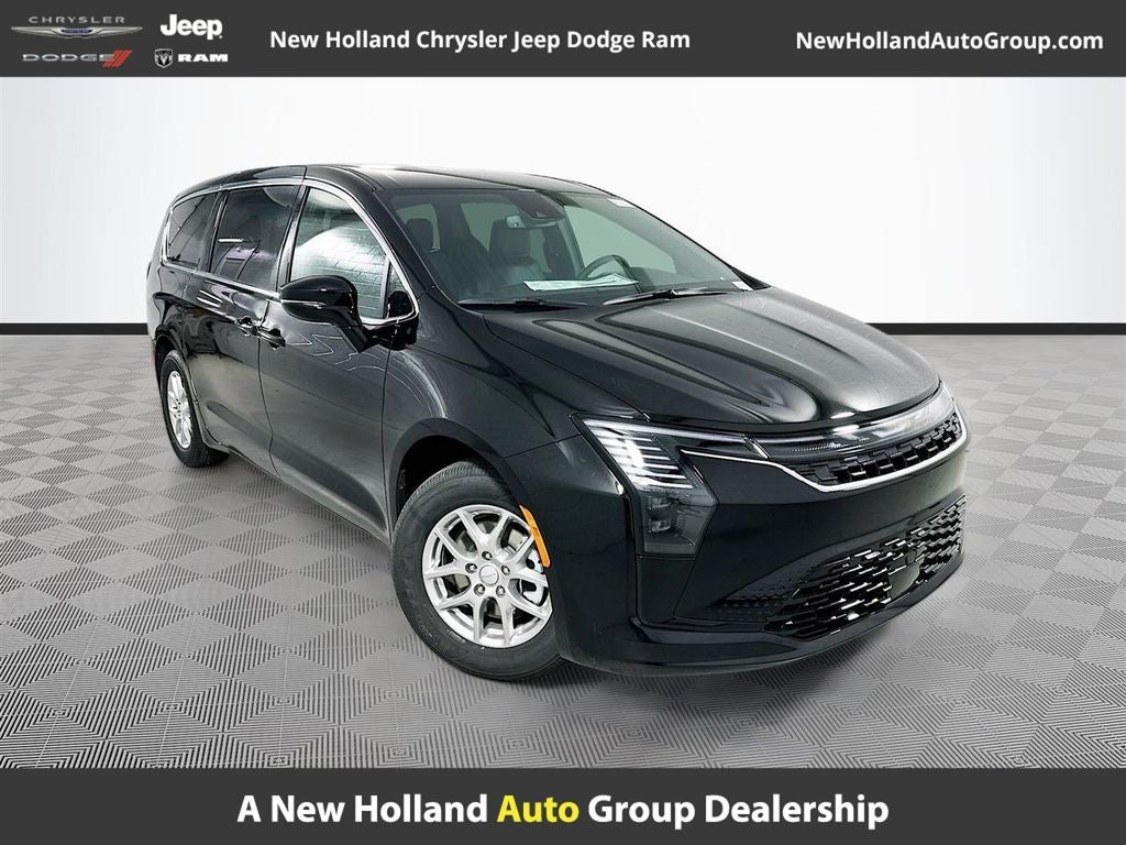 2027 Chrysler Pacifica Select in Diamond Black Crystal Pearl-Coat Exterior Paint — front three-quarter view