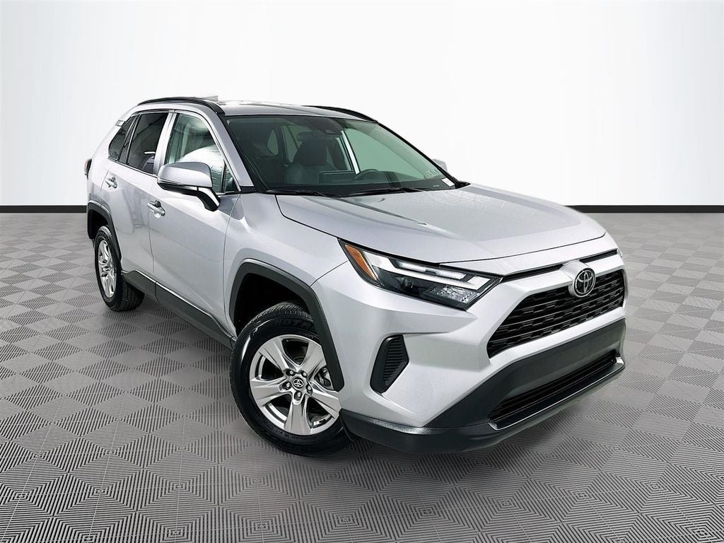2024 Toyota RAV4 XLE in Silver Sky Metallic — front three-quarter view