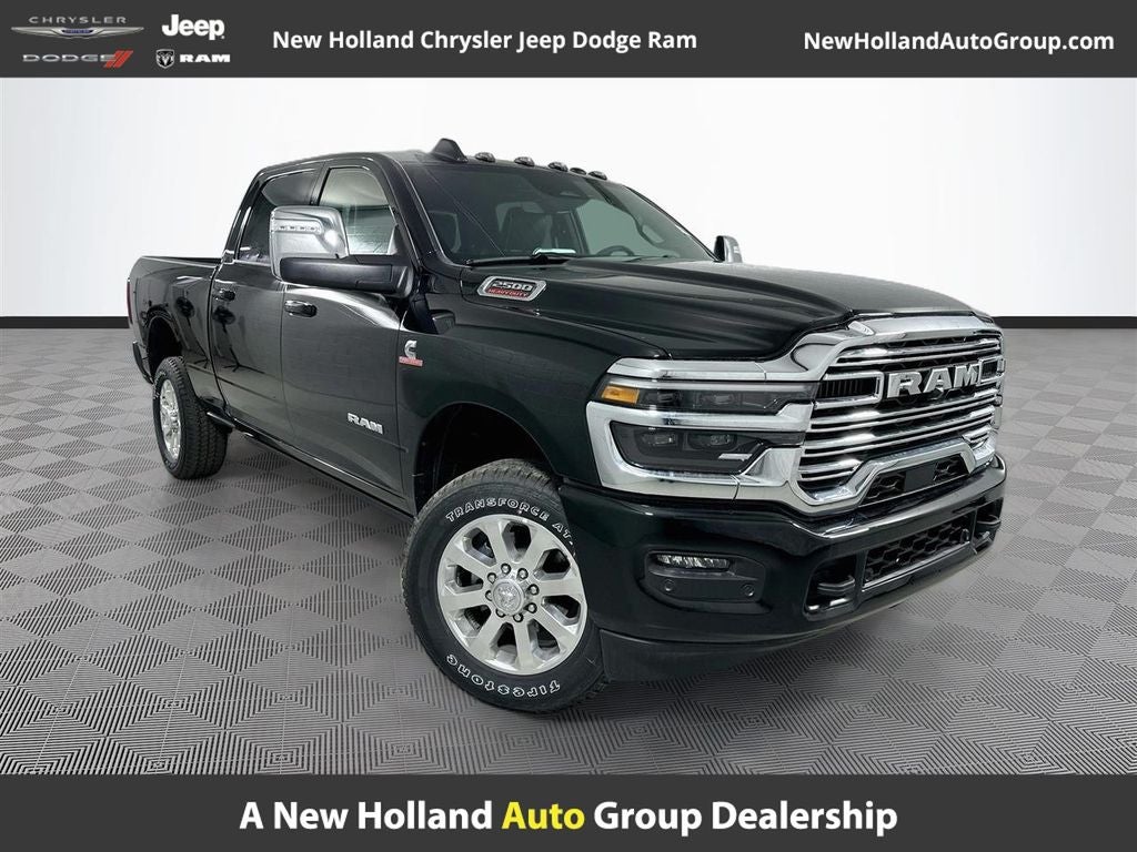 2026 RAM 2500 Laramie in Diamond Black Crystal Pearl-Coat Exterior Paint — front three-quarter view
