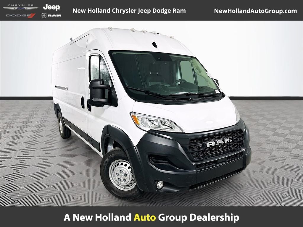 2026 RAM ProMaster 2500 High Roof in Bright White Clear-Coat Exterior Paint — front three-quarter view