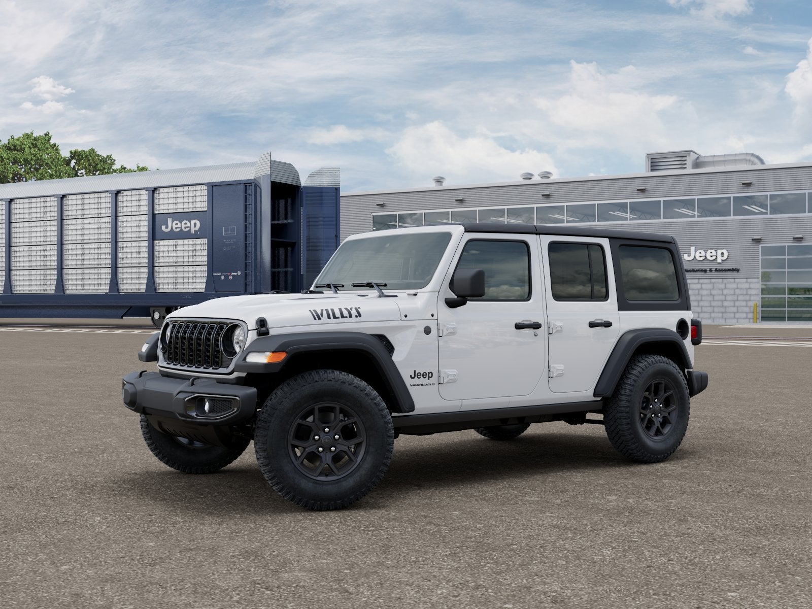 2026 Jeep Wrangler WRANGLER 4-DOOR WILLYS in Bright White Clear-Coat Exterior Paint — front three-quarter view